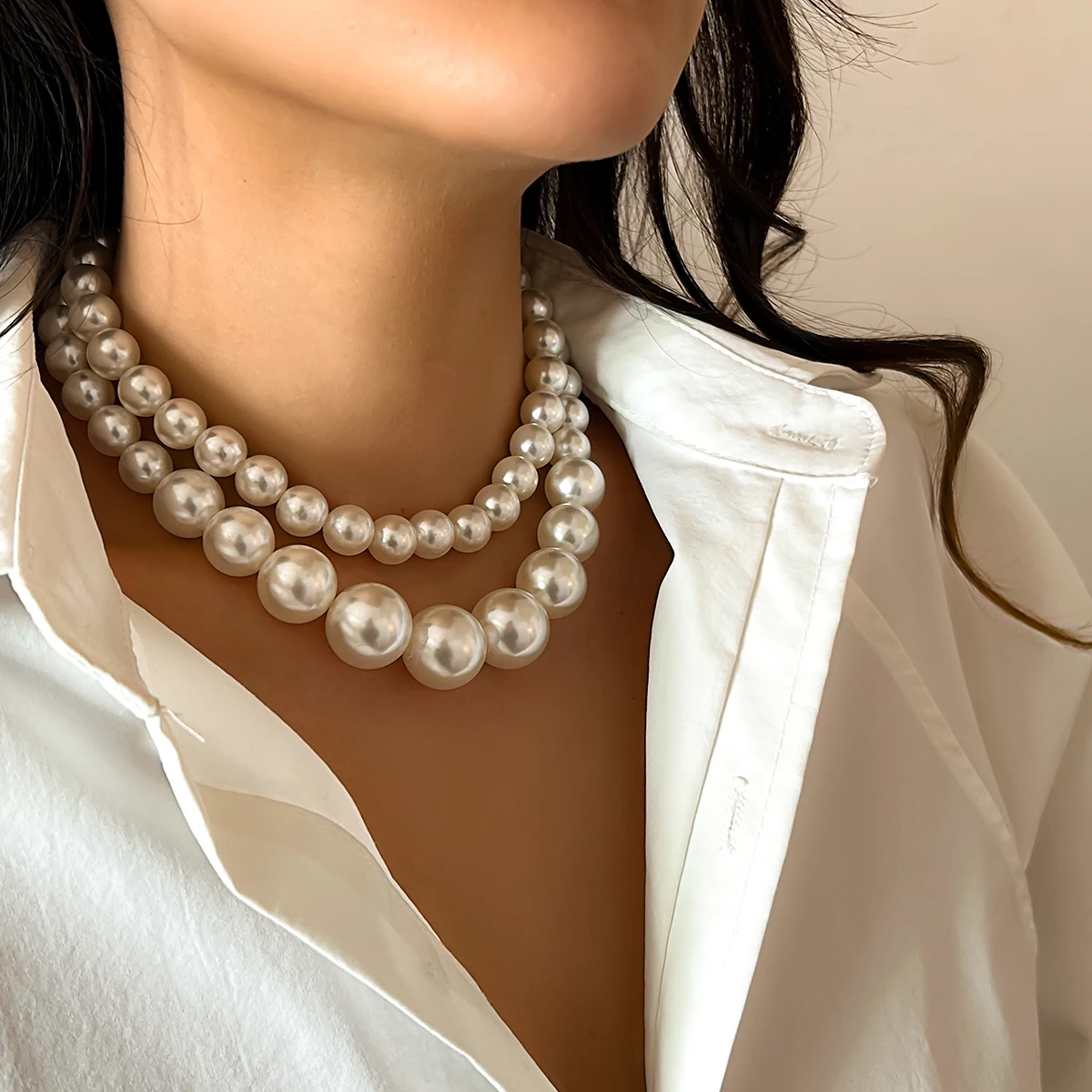 Elegante collana girocollo imitazione bianca Collana con grandi perle rotonde Collana da sposa per gioielli di moda con ciondoli da donna – acquista a prezzi convenienti sul marketplace
