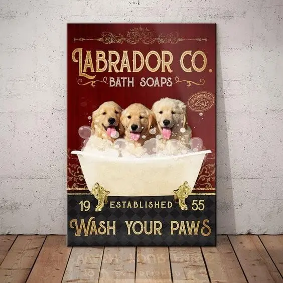 Metal Sign Labrador Retriever Dog Bath Soap Company Vintage Kitchen Signs Wall Decor Insegne In Alluminio Per Home Bar