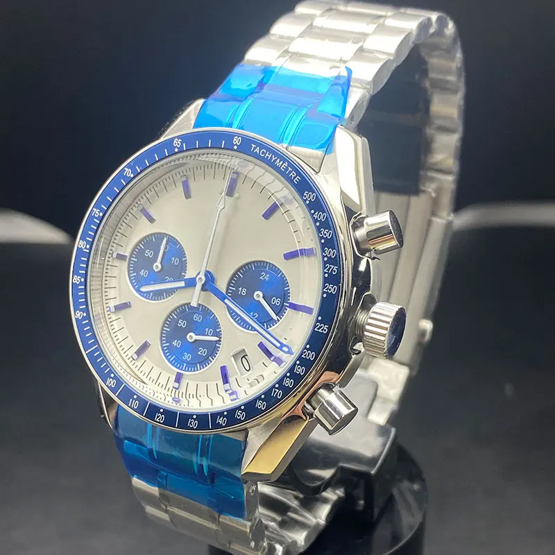 

40mm watch stainless steel case sapphire glass fit vk63 quartz movement Men's Business Watch Chronograph code watch