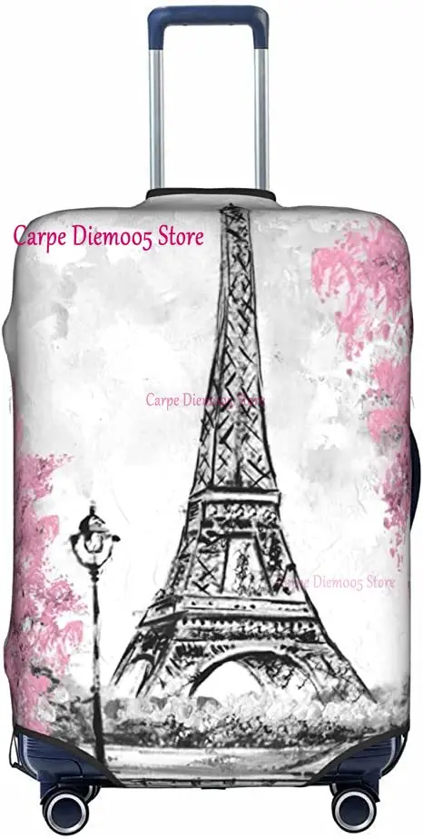 FANSU Coperture per Valigie, Nero Rosa Lettera Stampa Cover Proteggi Valigia, Elastico Bagagli Copertura Protettiva, Coprivaligie da Viaggio Copri Valigia per 18 a 32 pollici (A,S(18-21in