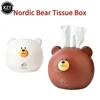 Cute Bear Head Tissue Box Nordic Roll Paper Storage Box Wc Round Container Rack Napkin Holder Living Room Creative Home Simple 3