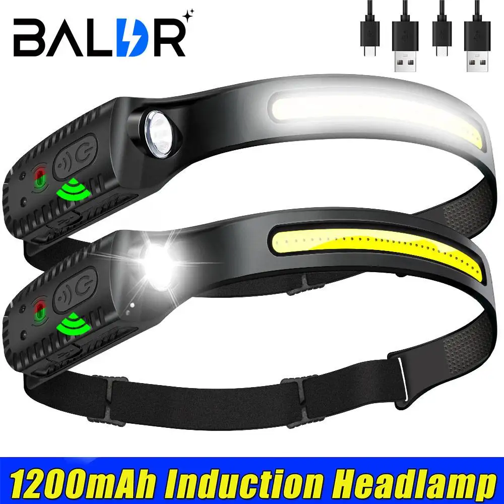 LED Headlamp 1200mAh built-in lithium battery headlights ultra-bright USB charger for long-lasting waterproof outdoor camping fishing lamp