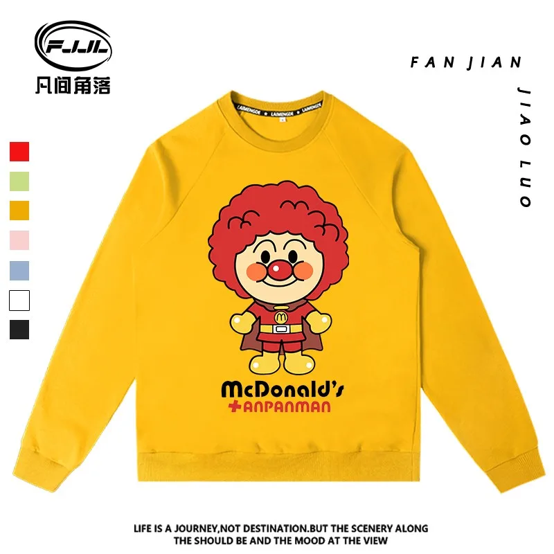 

Bread Superman Animation Co-branded Hoodie Men Crewneck Trend Ins Coat Children's Animation Clothes Autumn