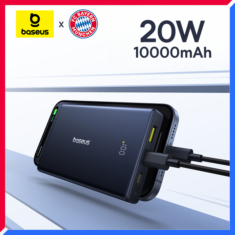 Baseus x FC Bayern 20W Power Bank 10000mAh Capacity 2 USB-C 1 USB-A Output for iPhone Samsung Xiaomi Poco Portable Powerbank