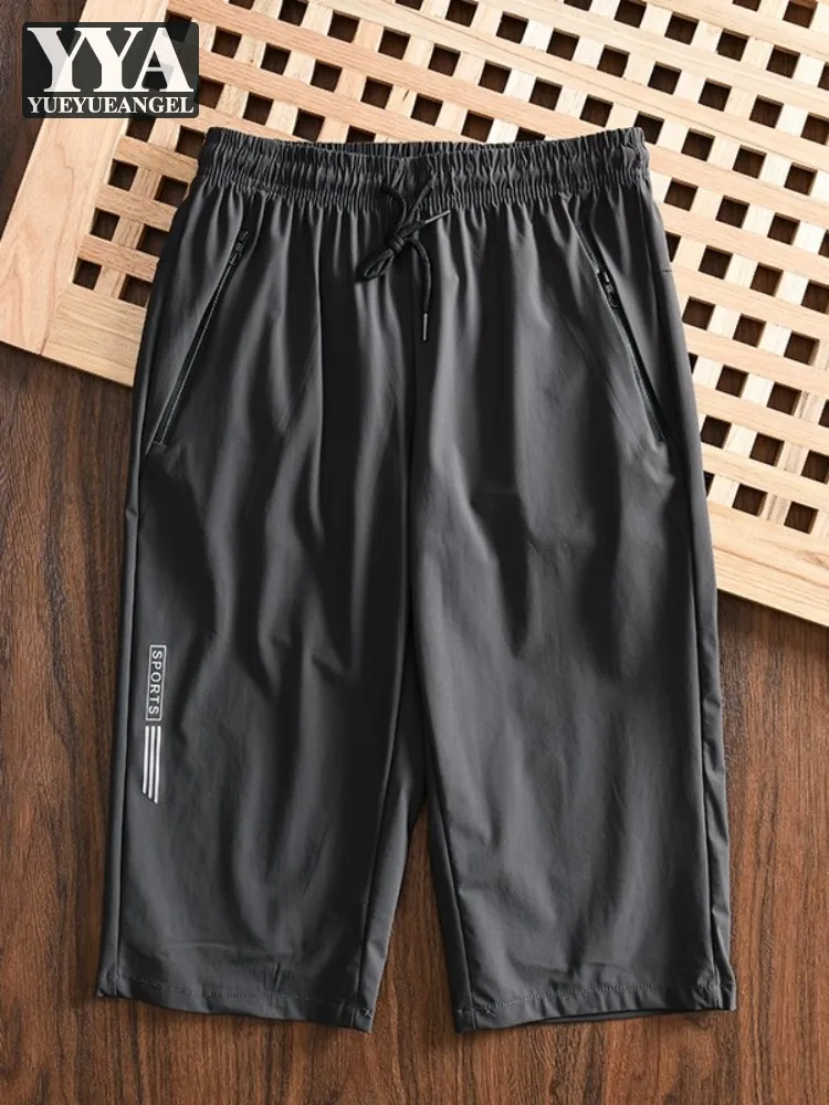 

2023 New Summer Solid Color Mens Shorts Drawstring Waist Breathable Quick Drying Casual Sweatpants Male Elastic Straight Shorts