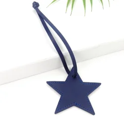 Personalized Five-Pointed Star Leather Keychain Pendant Gift (Navy)