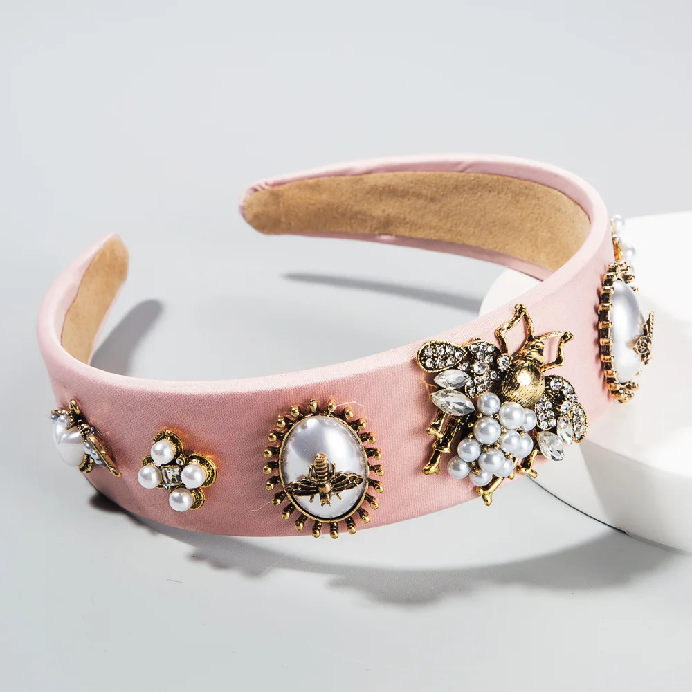 European and American new bees inlaid with rhinestone pearl baroque creative ins wide hair accessories