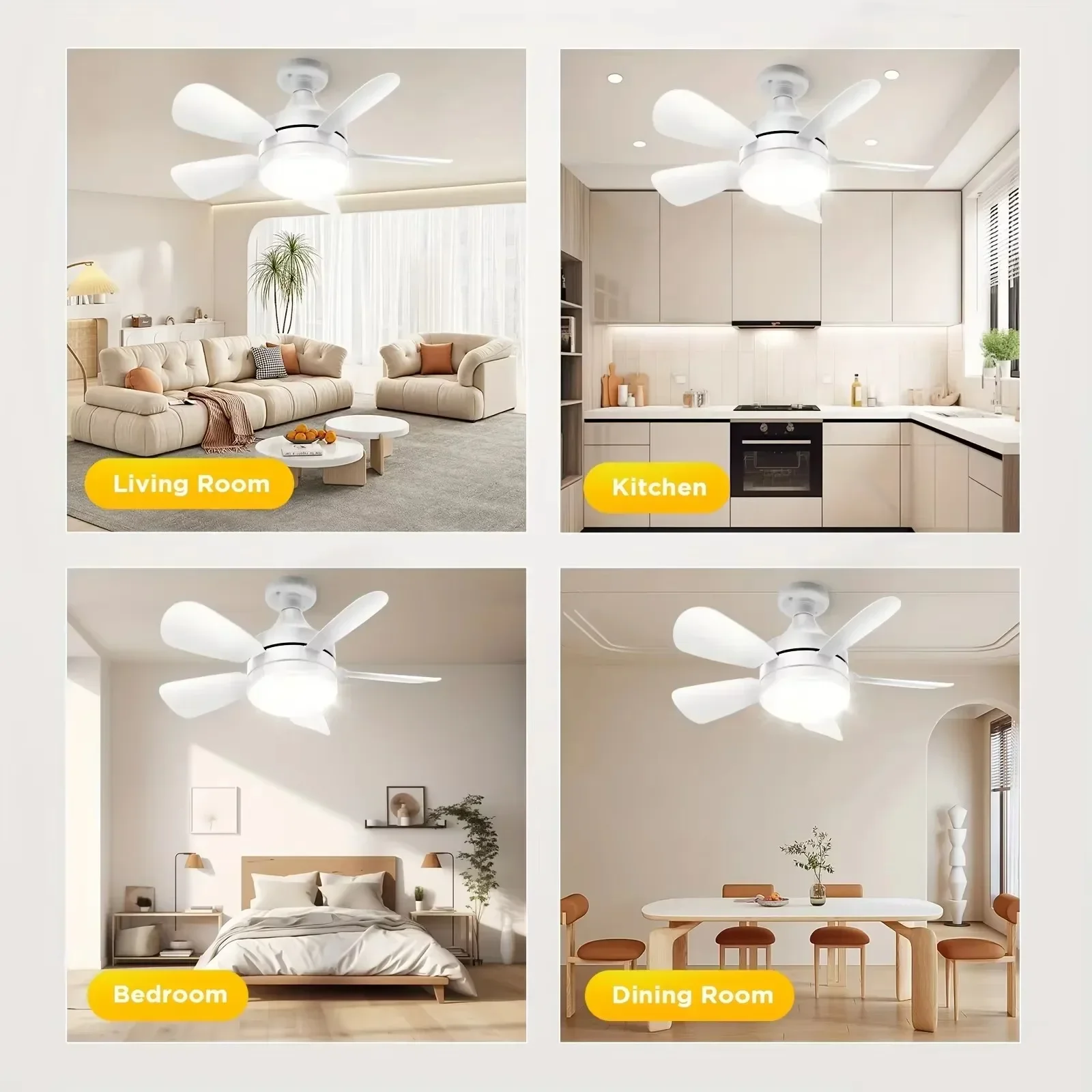 16 Inch 2-in-1 Ceiling Fan with Light Remote Control Fan Lights Dimmable E27 Socket Bedroom Living Room Kitchen Office Bathroom