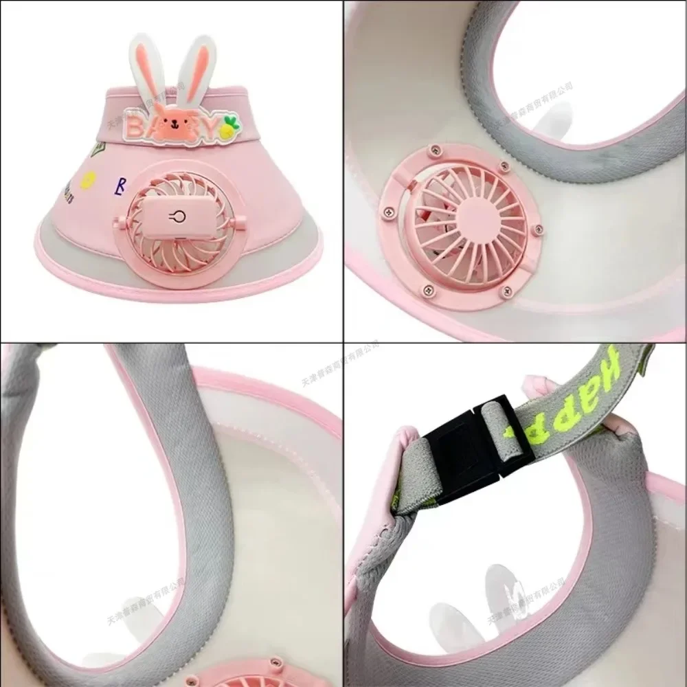 USB Rechargeable Sun Hat with Built-in Fan Children's Summer Adjustable Fan Cap Sunscreen Hat Kids Outdoor Sunshade Accessories