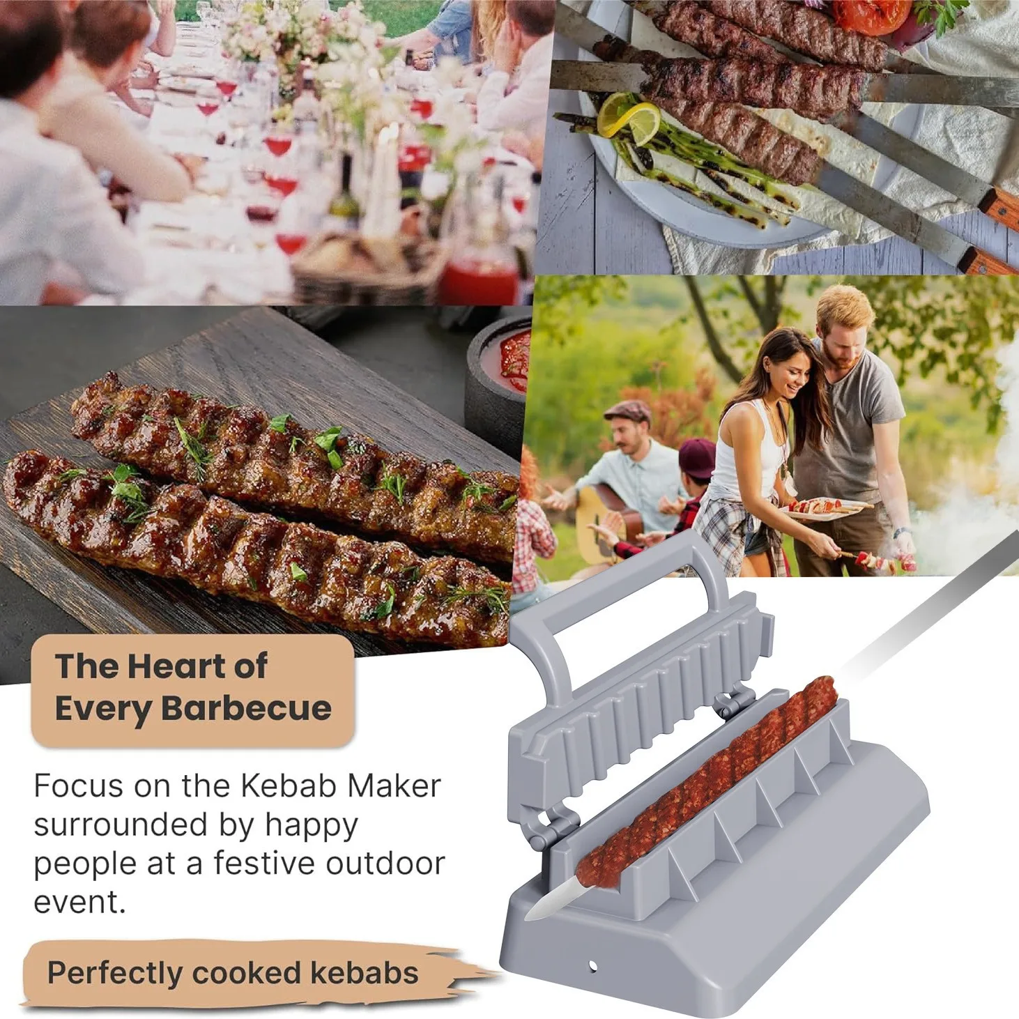 BBQ tool Barbecue skewer mold Plastic Kebab Press Manual Portable Reusable BBQ Skewer Maker Outdoor Tools