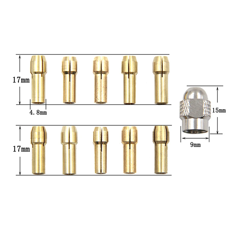 10er-Satz Mini-Bohrfutter Aus Messing – 0,5 Mm Bis 3,2 Mm, Für Präzises Arbeiten Mit Multi-Tools
