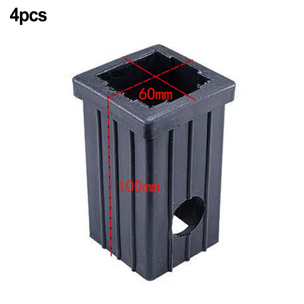 4pcs Square Tube Sleeve Fitness Equipment Accessories Diameter Plastic Square Tube Sleeve Black Sliding