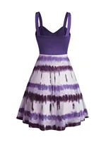 Plus Size Women's Tie Dye Print Dress Mock Button Crossover High Waisted Sleeveless A Line Mini Dress Summer Dresses - Image 6