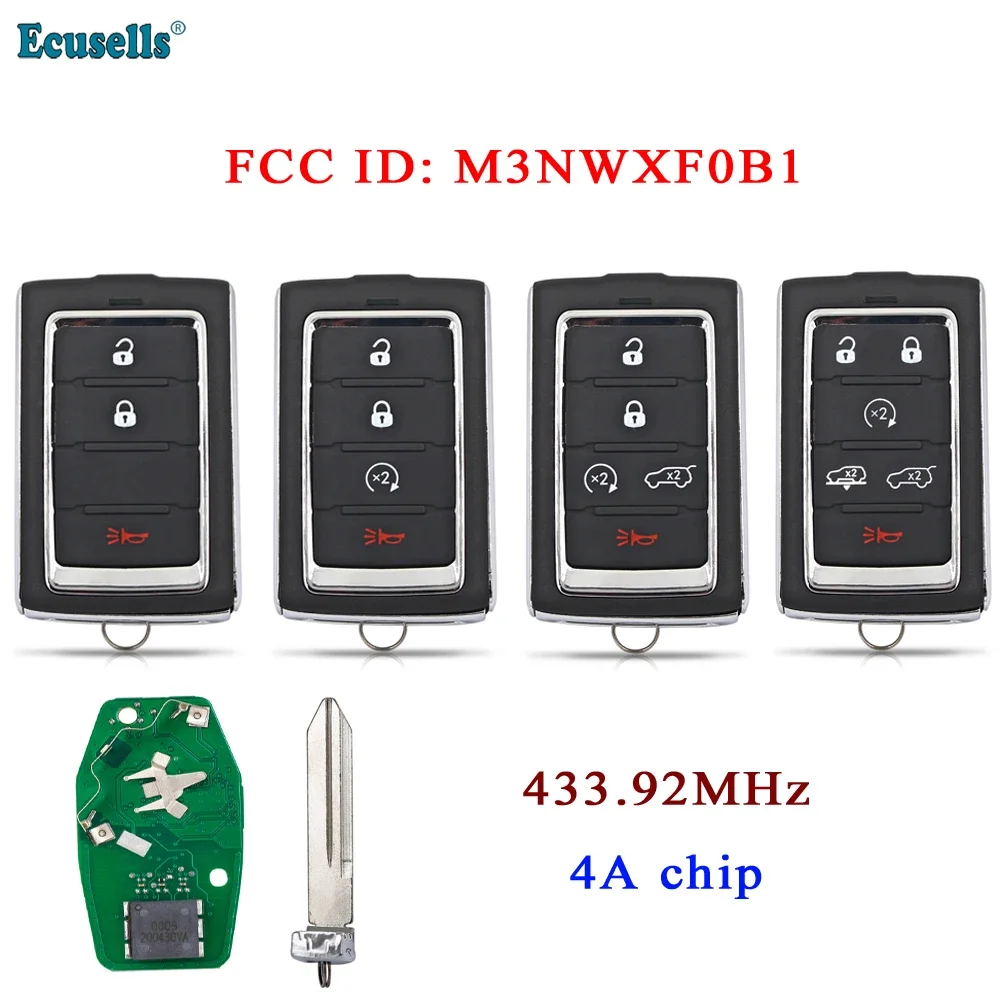 

3/4/5/6 Button Smart Remote Key Fob 433MHz 4A Chip for Jeep Wagoneer Grand Cherokee L 2021 FCC ID: M3NWXF0B1 / M3NWXFOB1