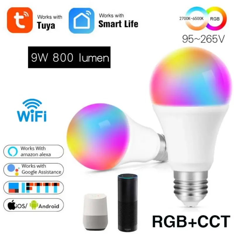 WiFi Smart Light Bulb RGB Lamp Work with Alexa/Google Home Dimmable Timer bulb 