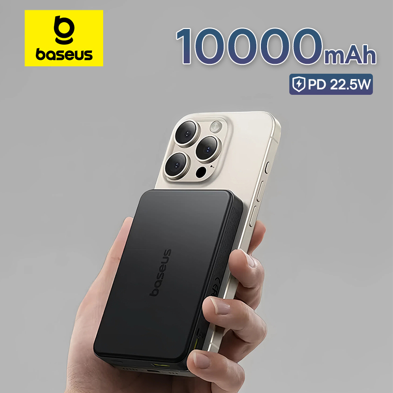 Baseus 10000mAh Magnetic Power Bank for iPhone 15 14 Pro Max MagSafe Qi2 Certified Wireless 22.5W External Battery Powerbank