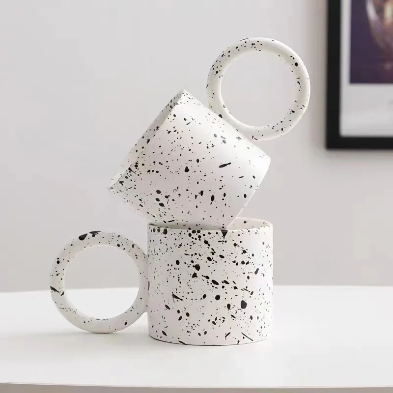 

250ml Nordic Ceramic Mug Dotted Drinkware with Handle Couple Gifts Minimalist Water Cup Birthday Gifts Christmas Present