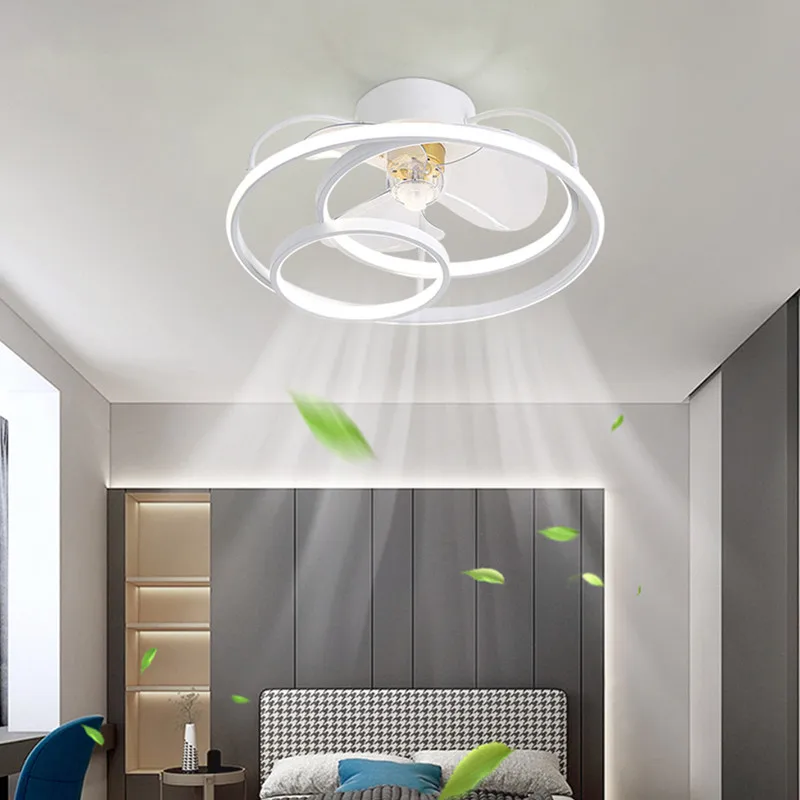 Modern simple LED Ceiling Fan Lamp with remote control Dining Room Bedroom Lamp Silent ceiling Fan light fixture Indoor lighting