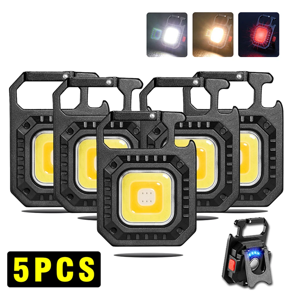 Mini Magnetic COB Keychain Light portable flashlight keychain work light portable work lights portable work light portable torch 800Lumens Bright USB Rechargeable Flashlight 3 Light Modes Portable Folding Bracket Work Lamp