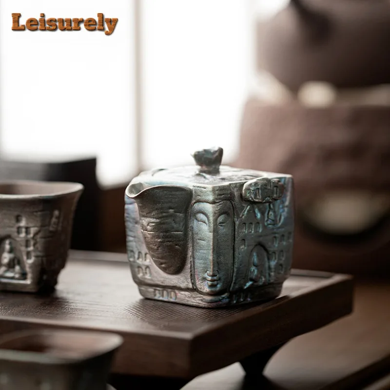 150ML Gilt Silver Square Grottoes Teapot Japanese Tea Infuser Pot Tea Maker Kettle With Filter Kung Fu Teaset Supplies Gift Box