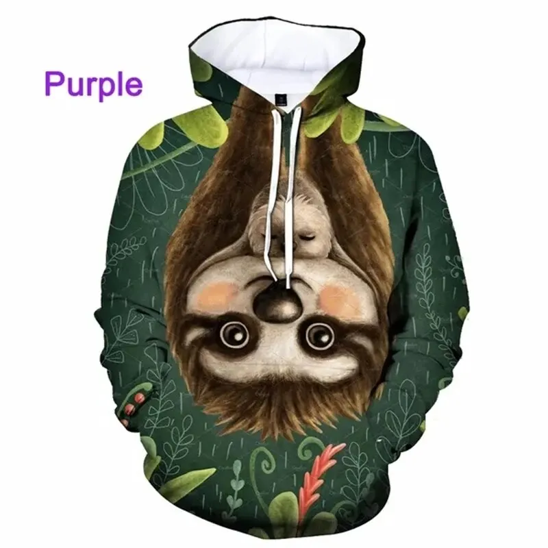 thumbnail image 1 of Sudadera con capucha con estampado 3D de animales perezosos para hombre, sudadera informal de gran tamaño, sudadera con capucha de manga larga para hombre y mujer, ropa de calle, 1 of 5