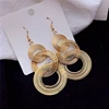 3 Circles Long Hanging Earrings for Women Gold Color Multi-layers Wrap Round Big Statement Exaggerated FashionEar Jewelry