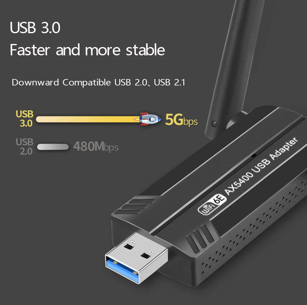 Фото WiFi-адаптер Wifi6E USB, 5400 Мбит/с, USB 3,0 №4