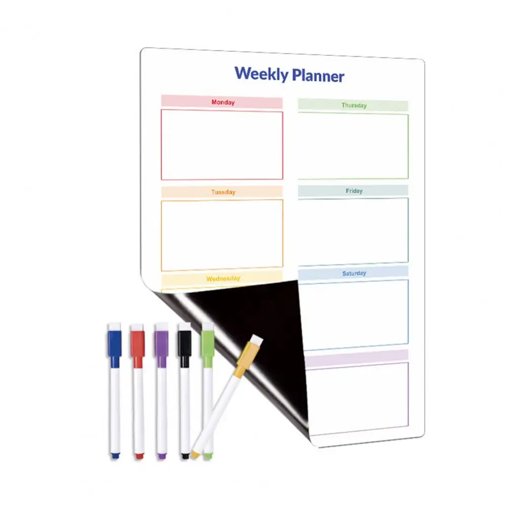 Weekly Planner for Lifestyle Magnetic Whiteboard Weekly Planner Set 9pcs for Fridge with Dry-erase Message Board Home