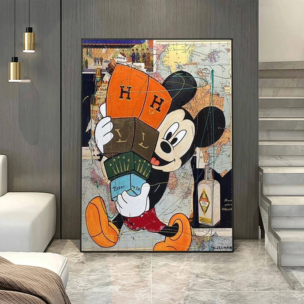 

Miniso Disney Graffiti Mickey Mouse Wall Art Poster Mural Print Canvas Art Works Modern Home, Living Room Decoration Gift Prints