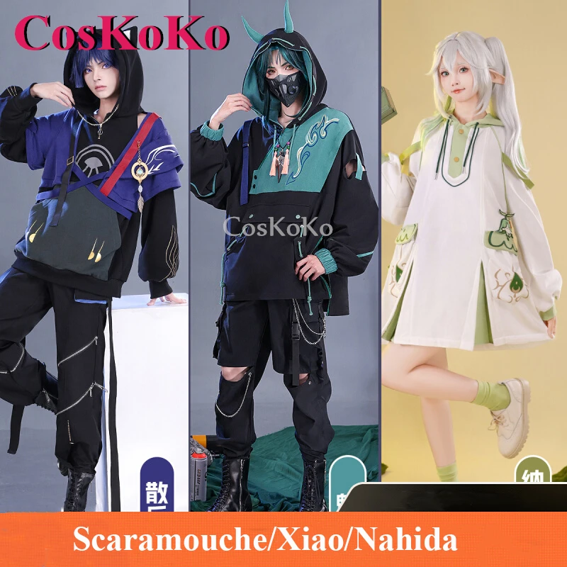 

CosKoKo Scaramouche/Xiao/Nahida Cosplay Genshin Impact Costume Favorability Card Fashion Casual Everyday Wear Derivative Outfit