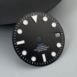 Luminous GMT Single Calendar Watch Dial, 28.5mm, No Logo - NO logo (Black Blue)