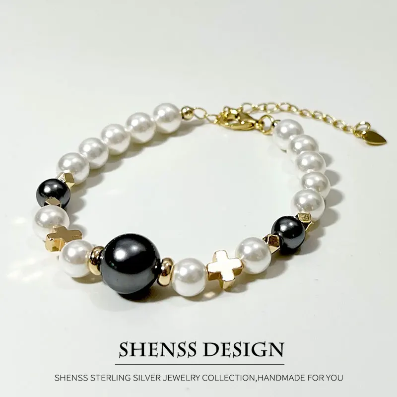 High Quality Vintage shell pearl Bracelet For Unisex Stainless Steel parts Fashion Jewelry