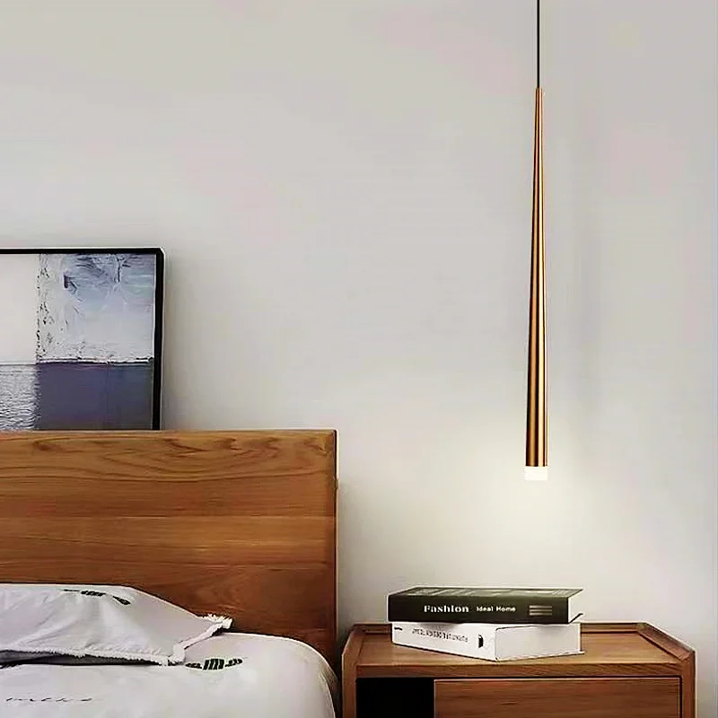 LED 원추형 샹들리에 침실 침대 옆 램프, 창의적인 개성 스트립 조명, 심플 모던 레스토랑 바 램프, 실내 조명