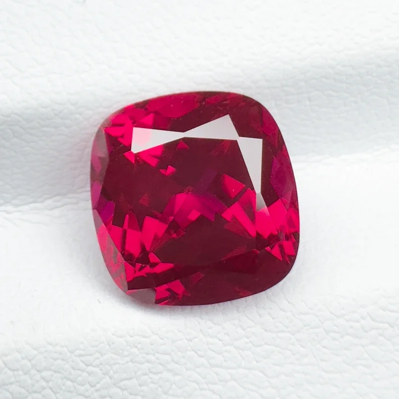 Lab Grown Ruby Square Cushion Cut 10x10mm 5.9ct Gemstone For Jewelry Making With AGL Certificate