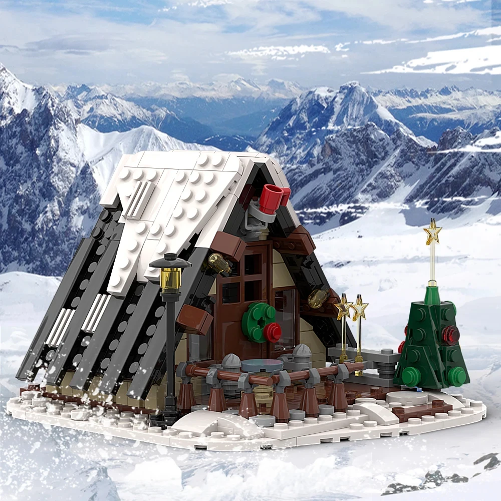 Moc City Street View Winter Cottage Building Block Set Winter Tree Assembly Brick Collection Model Toys For Kid Regalo Di Natale