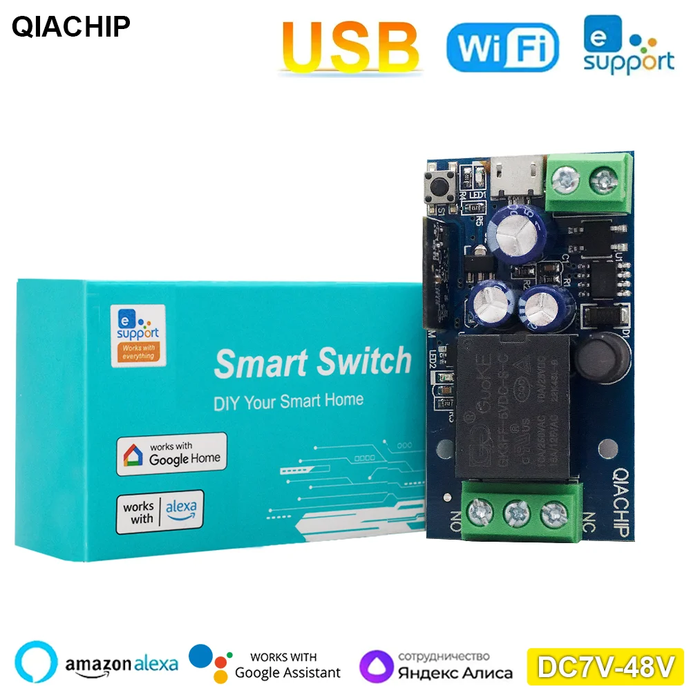 

EweLink WiFi Smart Switch Wireless Relay Remote Control DC 5V 12V 24V 48V 1 Channel Alexa Googole Home Alice Voice Control