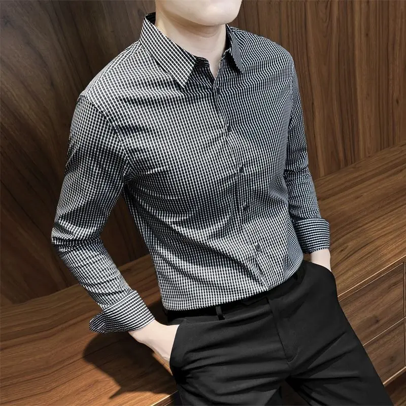 Spring KPOP Fashion Style Harajuku Slim Fit Ropa Hombre Loose Casual All Match Shirt Korean Style Square Neck Long Sleeve Blusa