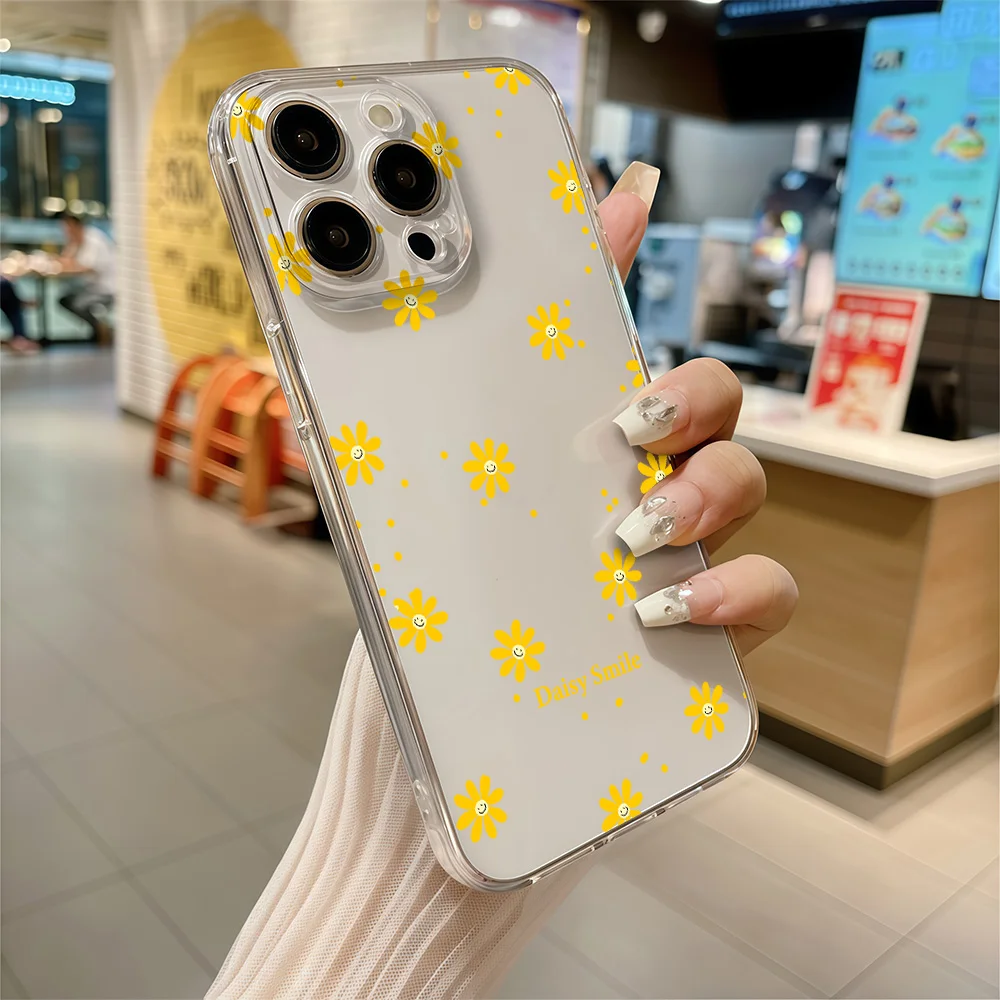 Daisy Smile Print Soft TPU Clear Phone Case Cover