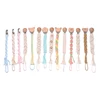 Baby Beech Wood Pacifier Clip Handmade Crochet Cotton Rope Nipple Chain For Baby Nursing Chew Toy Shower Gift Soother Chain 2