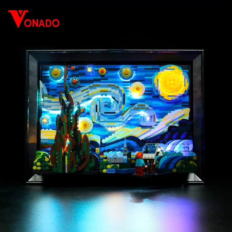 Building Blocks Light For 21333 Ideas The Starry Night Vincent Van Gogh (Non Includere Il Modello) Accessori Per L'Illuminazione A Led Giocattolo Fai 