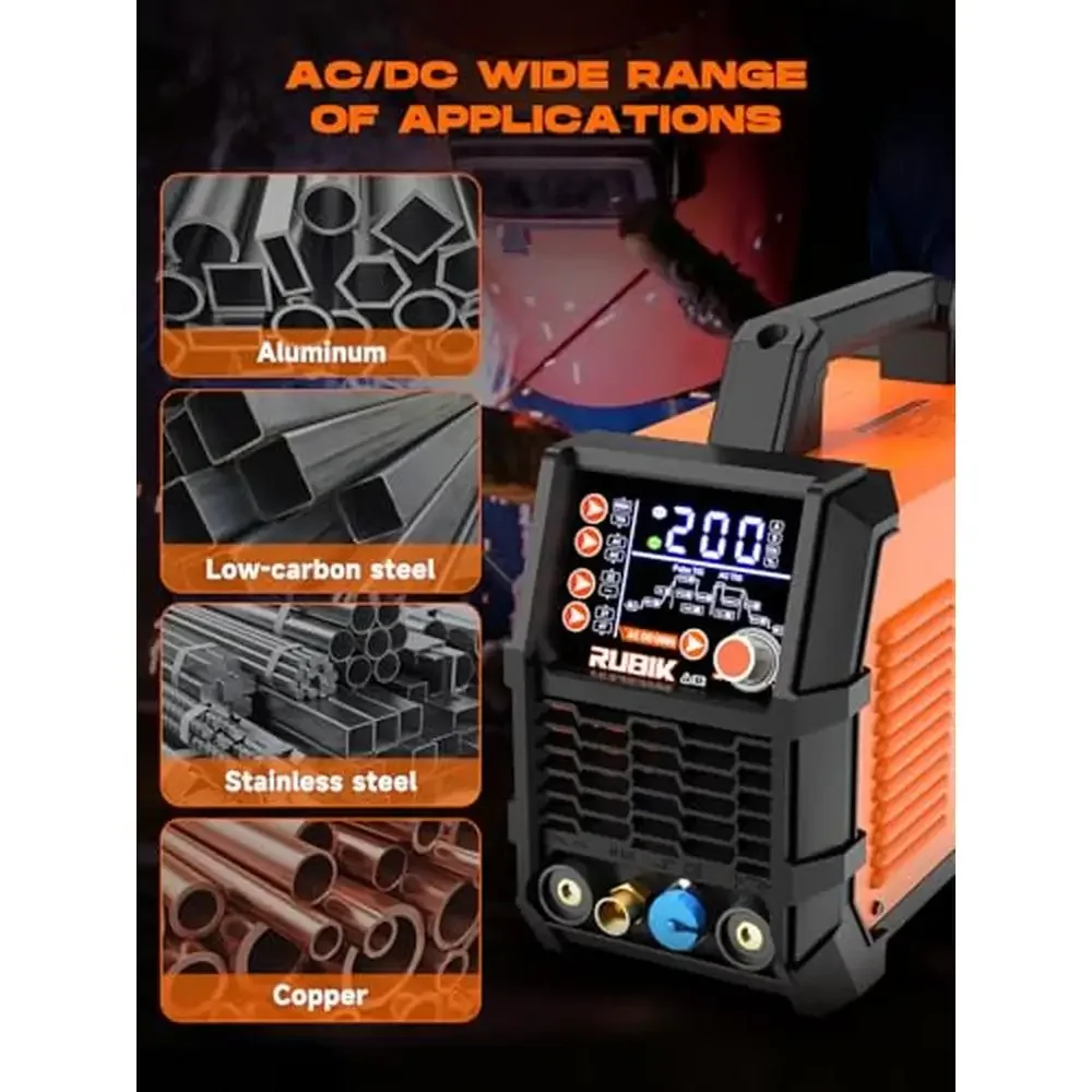 ACDC 200A TIG Welder 6in1 Aluminum Welding Machine MMA Stainless Steel Pulse Inverter 110V/220V 6
