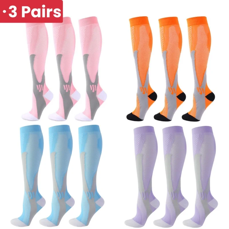 3 Pairs New Color Socks Compression Socks Fit For Medical Edema ...