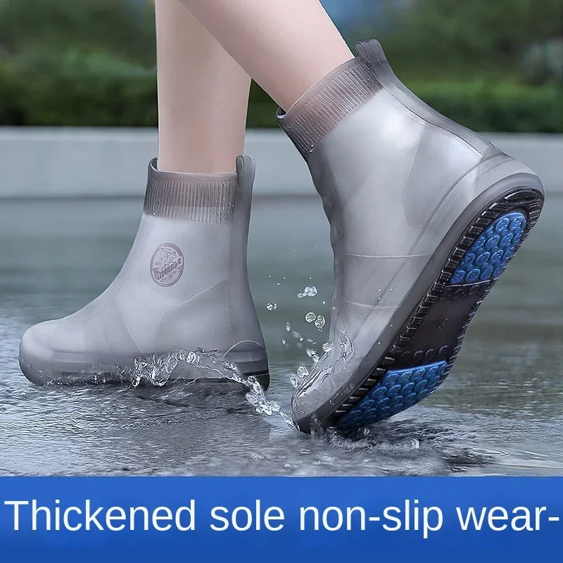 rain shoe cover reusable Silicone Tall tube intensification anti-slip Children's outdoor rain shoes  cubre calzado impermeable