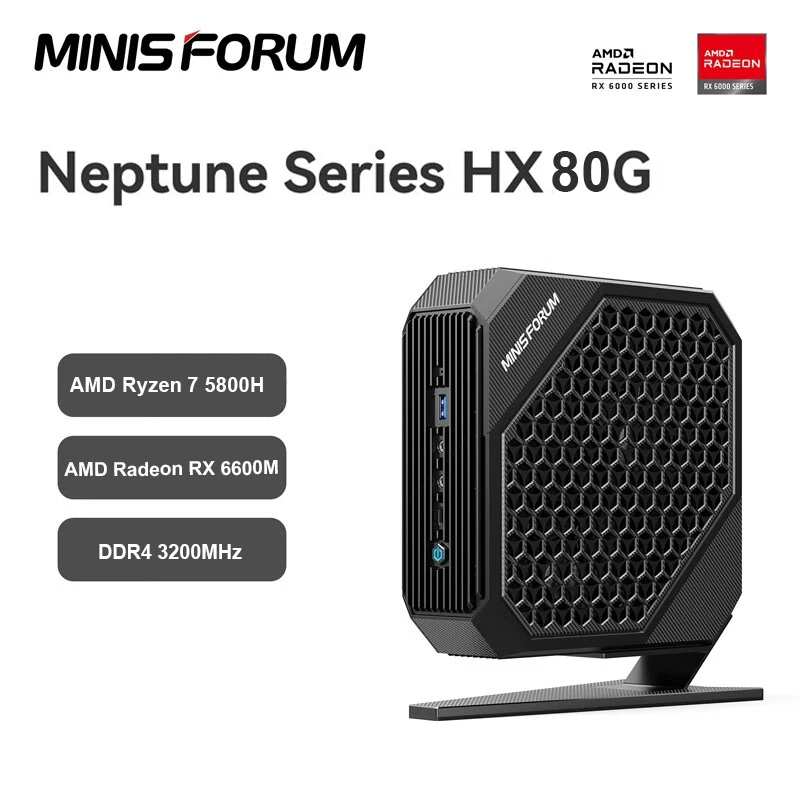 2023 Minisforum HX80G Mini PC Gaming AMD Ryzen 7 5800H ADM Radeon RX