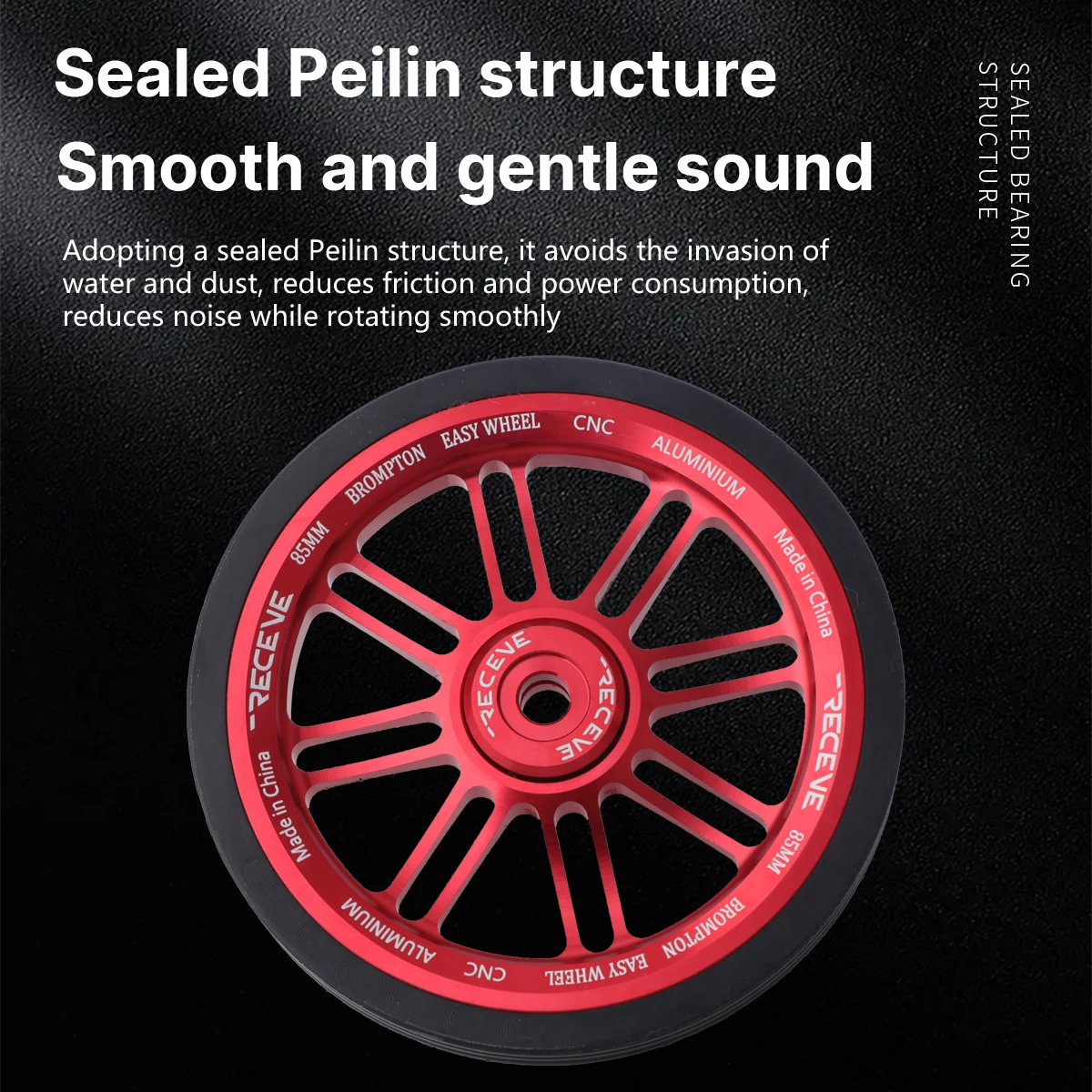 RECEVE 85MM Folding Bike Easywheel Bicycle Large Easy Wheel Aluminum Alloy Modified Sealed Bearing Pushing Wheels For Brompton