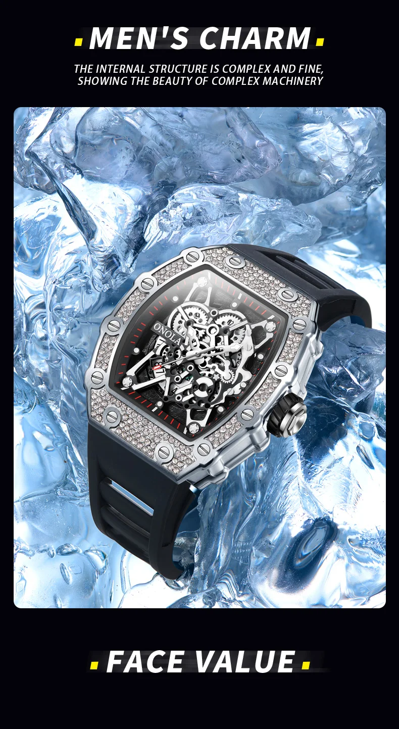 Onola - Men's Luxury Watch, 2022 New Collection, Diamond Set Design, Quartz, Waterproof, Strap, Relio Manculino_voghion.com
