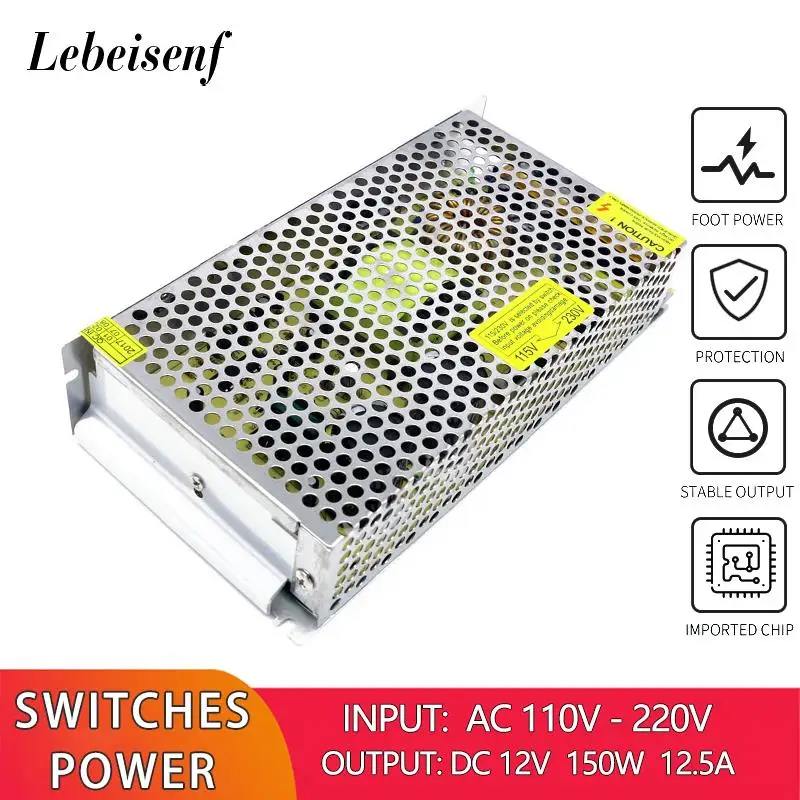 110/220V AC 12V 12.5A 150W 변환기 스위치 모드 전원 공급 장치 LED 조명 변압기 드라이브 어댑터 AC/DC 동봉 SMPS