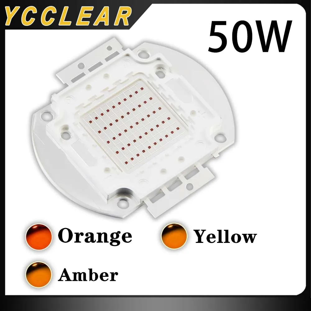 

High Power 50W LED Light Beads Amber 595-600nm Yellow 590-595nm Orange 600-605nm DC 20-24V For DIY Led Bulb Light Tube Downlight