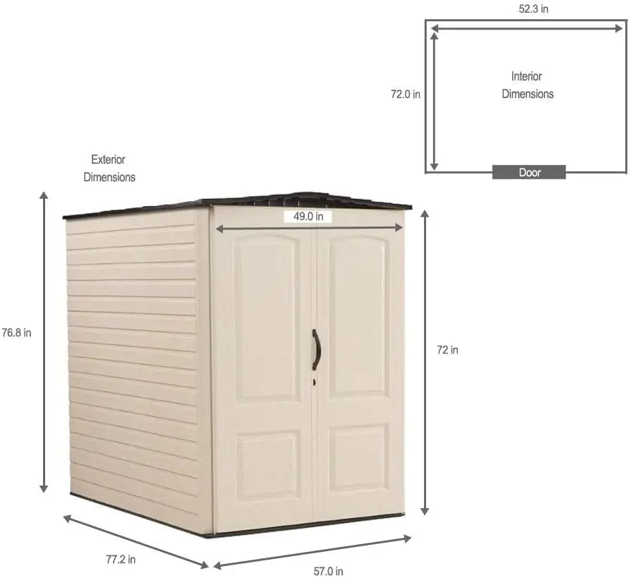 Large Vertical Resin Outdoor Storage Shed With Floor (6.2 x 4.6 Ft), Weather Resistant, Beige/Brown, Organization for 3