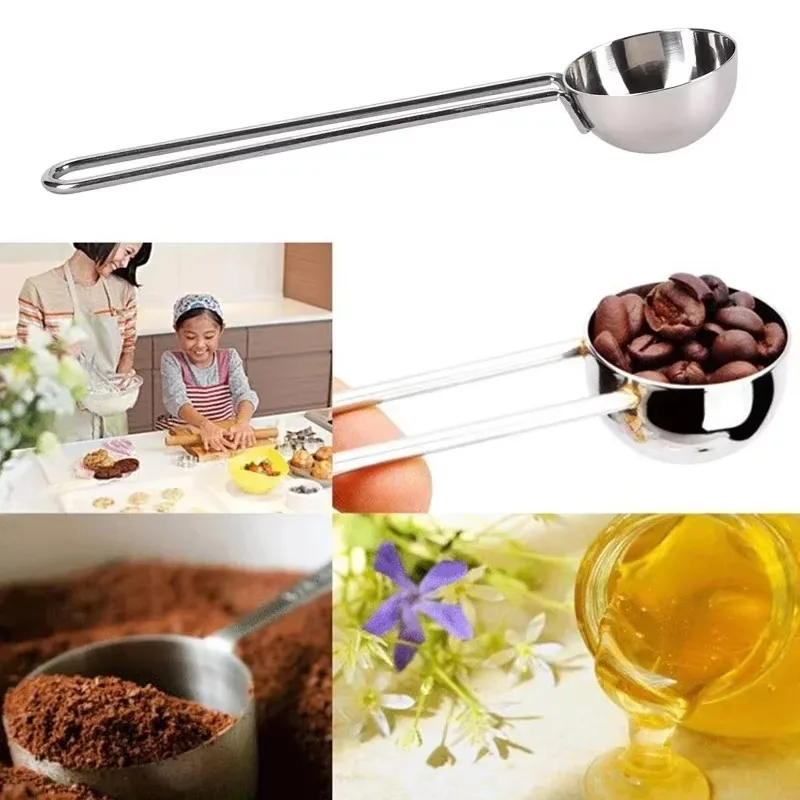 Stainless Steel Coffee Measuring Spoon Manual Coffee Bean Grinding Powder Spoon
